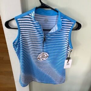 Lady’s Tail white label golf top w/funnel neck, sun protection.